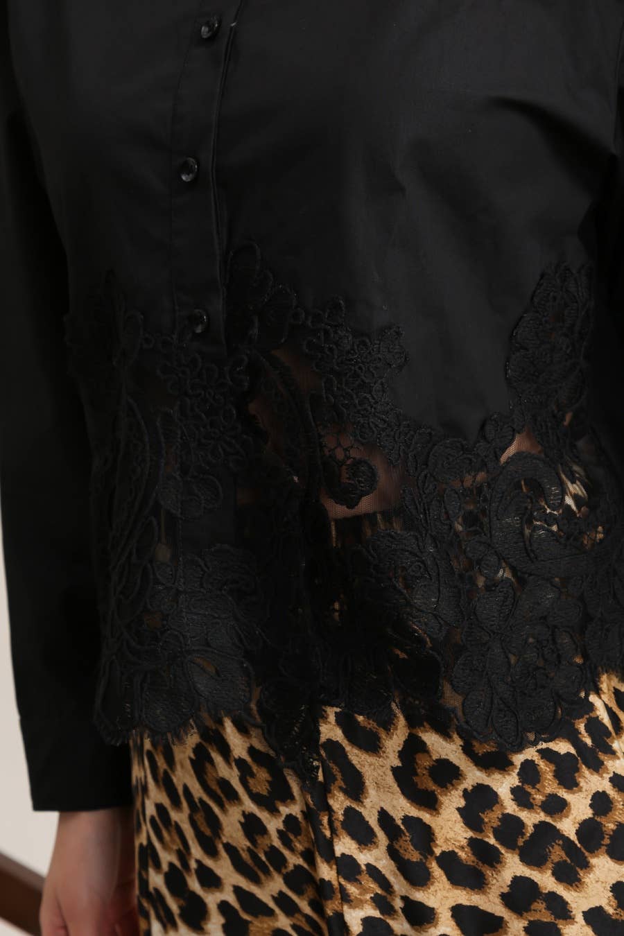 Cotton shirt with Lace Insert