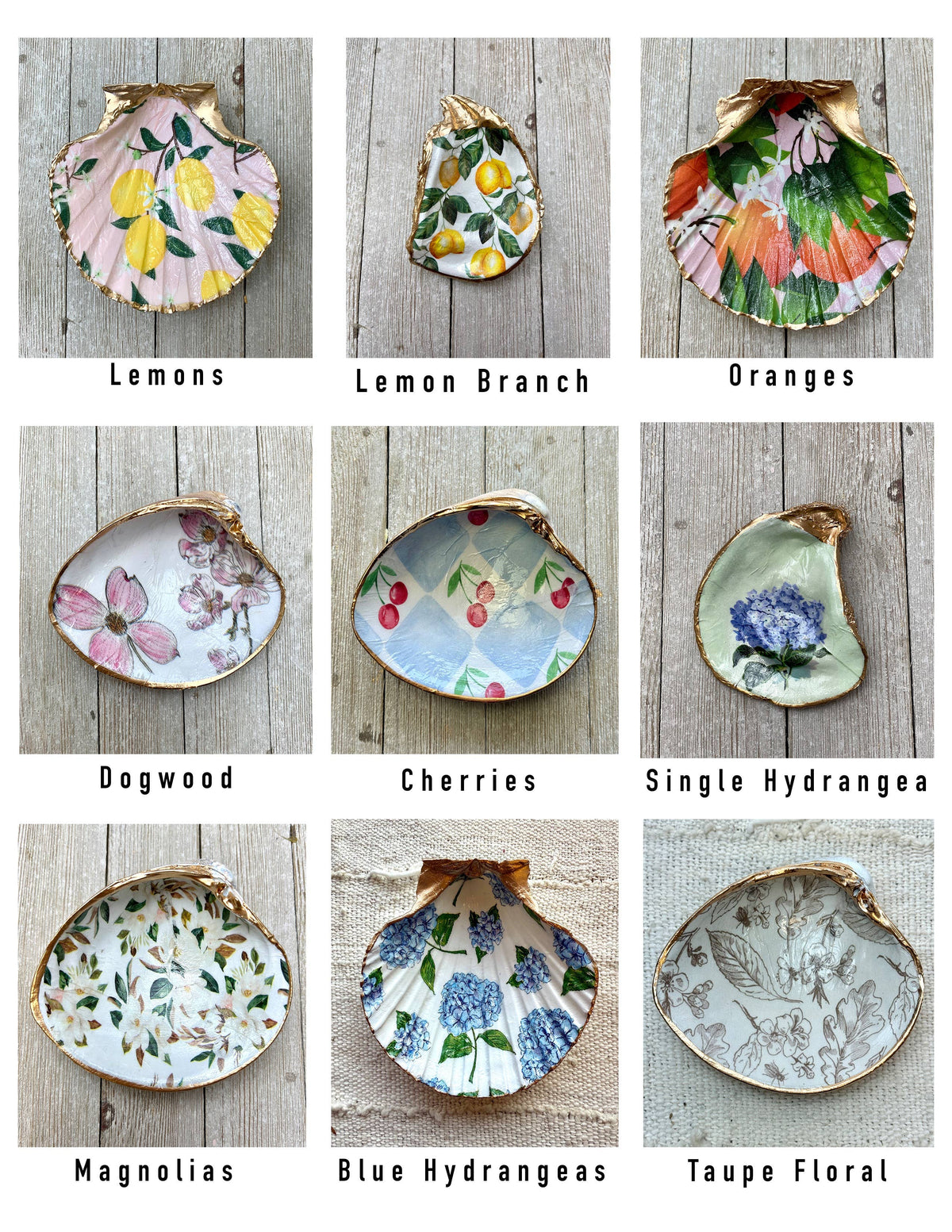 Clam Decoupage Shell Ring Dish