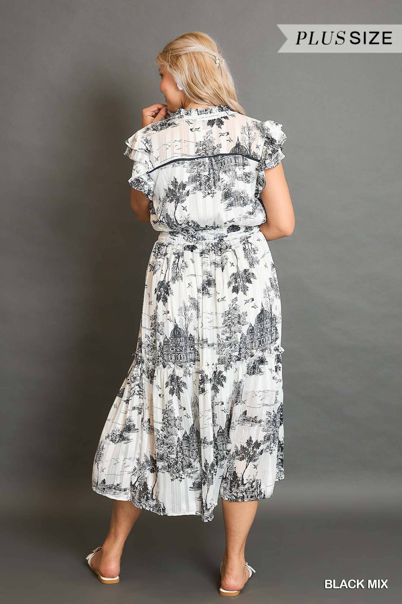 LANDSCAPE PRINT MIDI DRESS