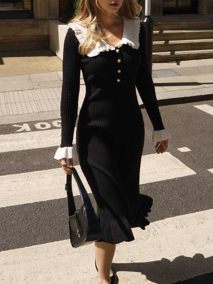 2025 NEW Vintage Chic Knit Dress Retro French Style