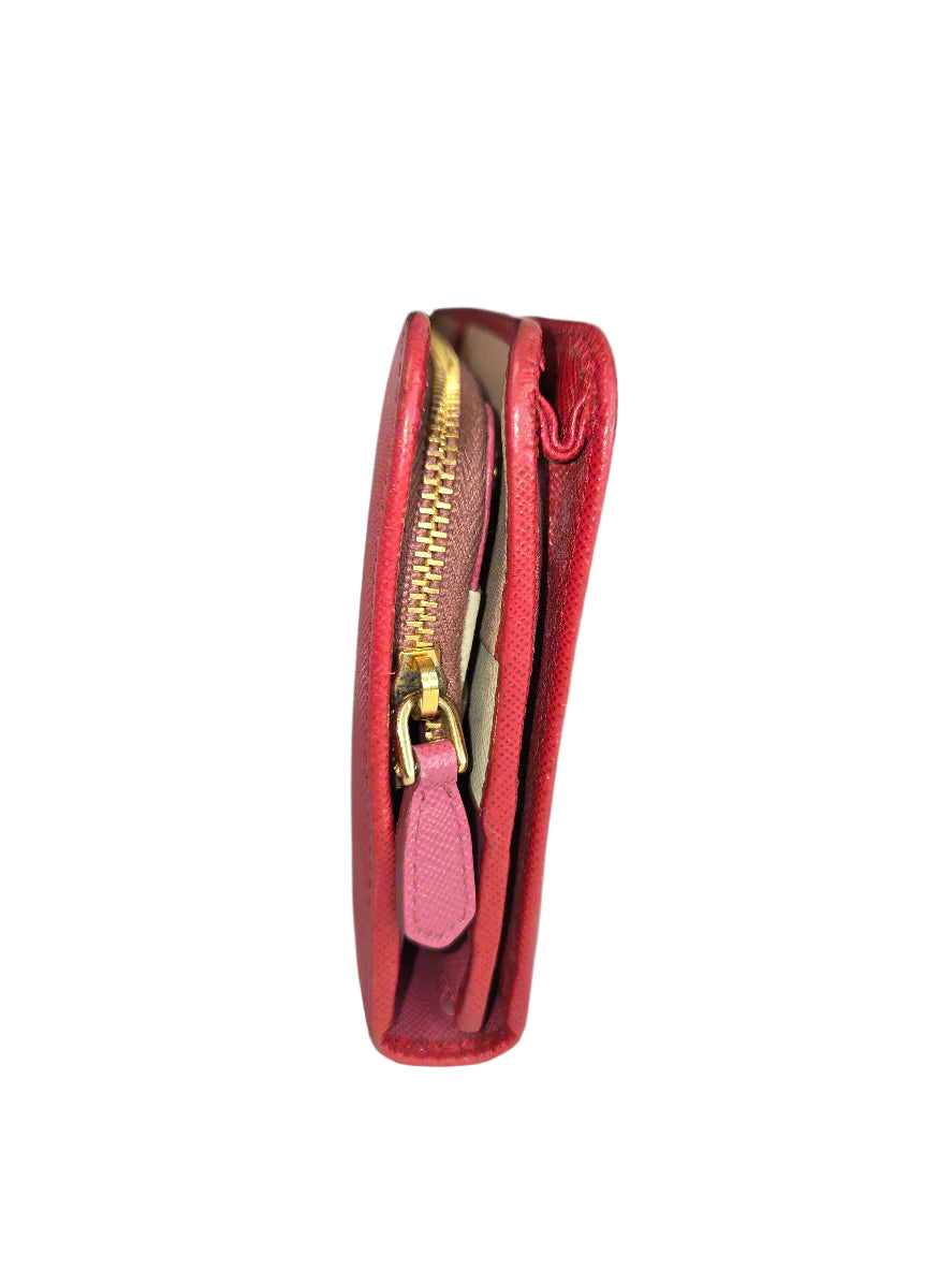Prada Saffiano Leather Tricolor Wallet Pre-owned