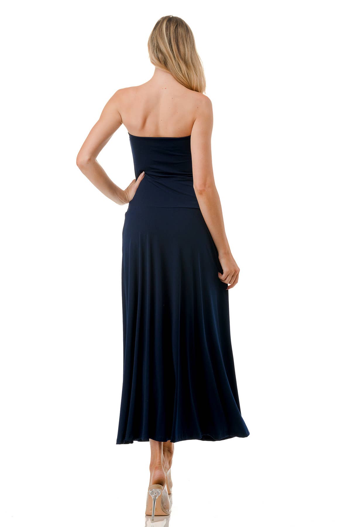 Strapless Banded Waist Maxi Dress