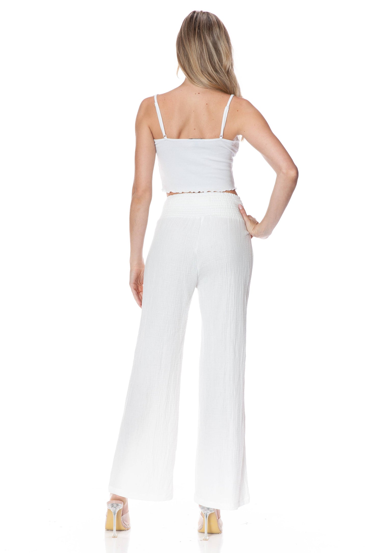 Cropped Wide-leg Gauze Pant