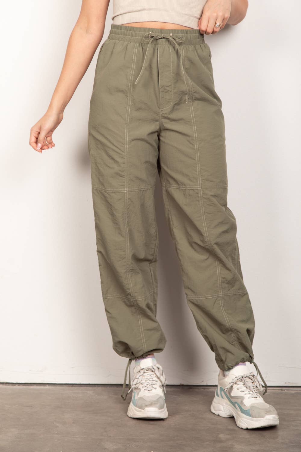 Woven Parachute Activewear Jogger Pants