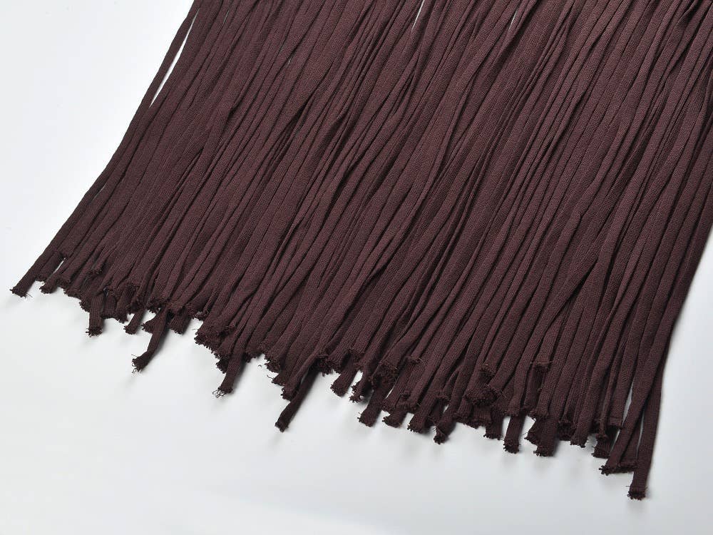 High Neck Pearl Fringe Sleeveless Knit Maxi Dress