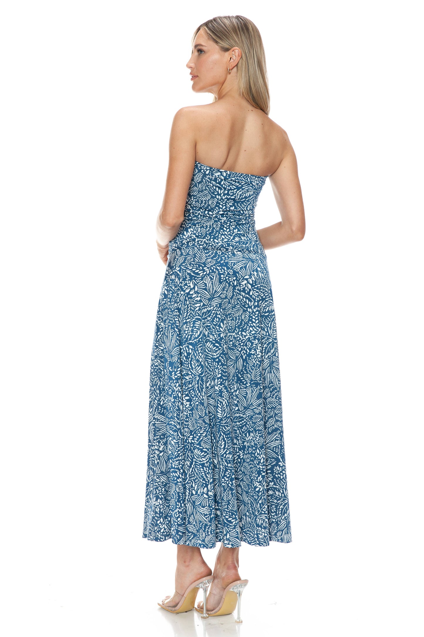 Strapless Banded Waist Poly/Span Maxi Dress