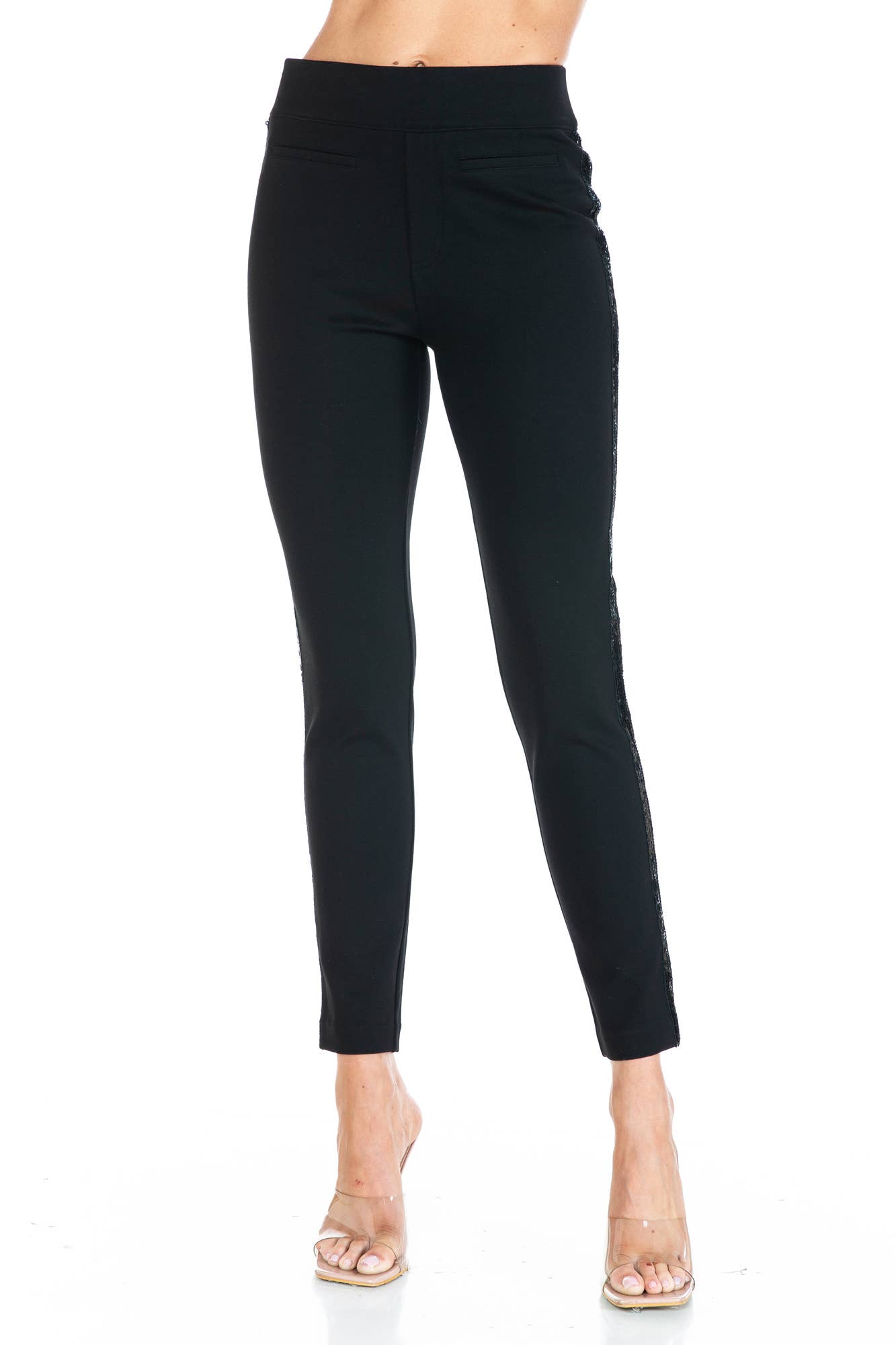 Body Shaping Perfect Fit Ponte Skinny Pant w/ Sequin Detail