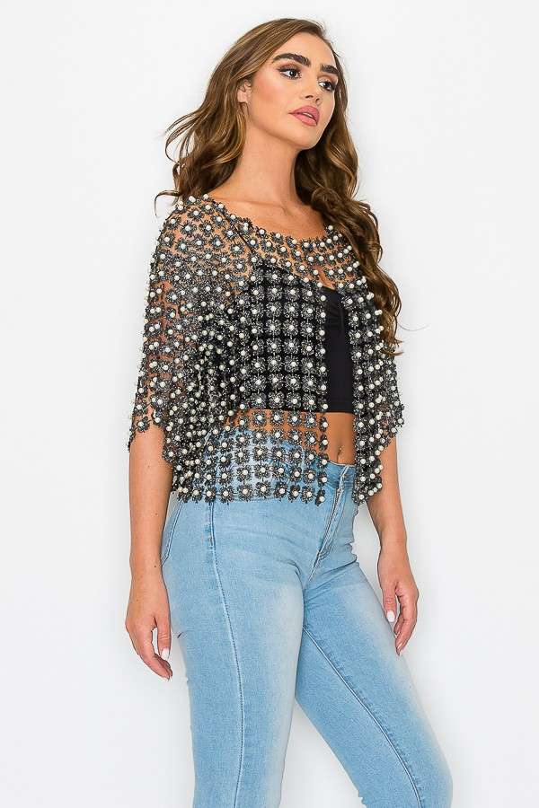 BEADS POINT CROCHET CARDIGAN