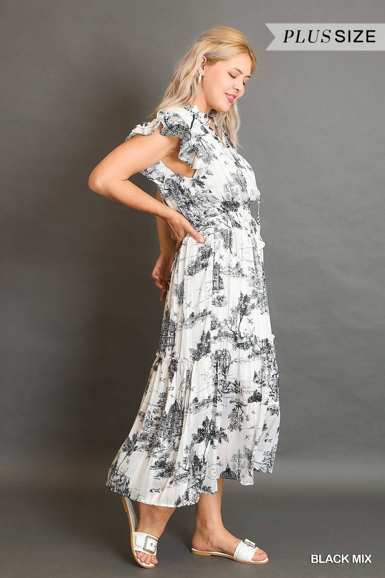 LANDSCAPE PRINT MIDI DRESS
