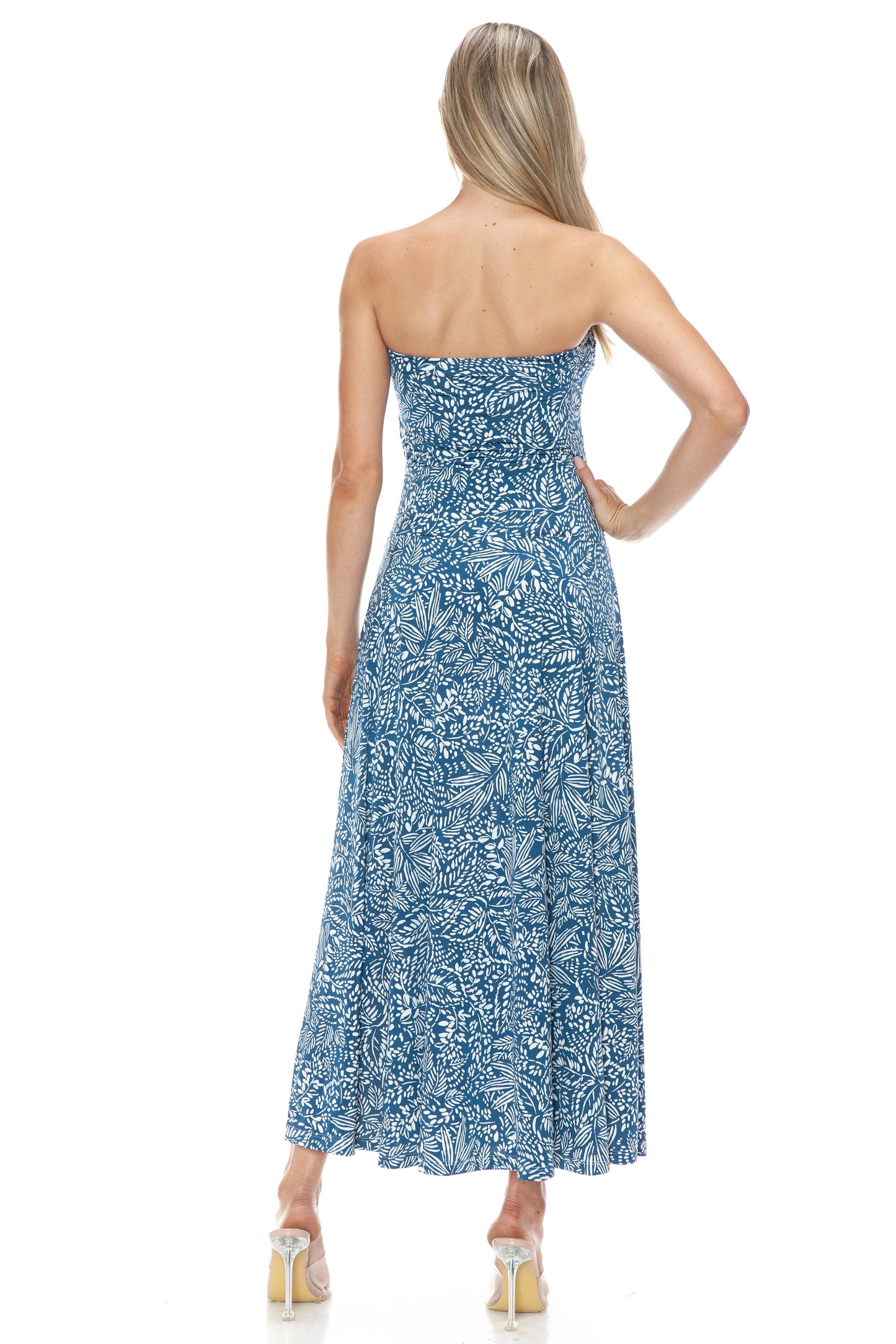 Strapless Banded Waist Poly/Span Maxi Dress