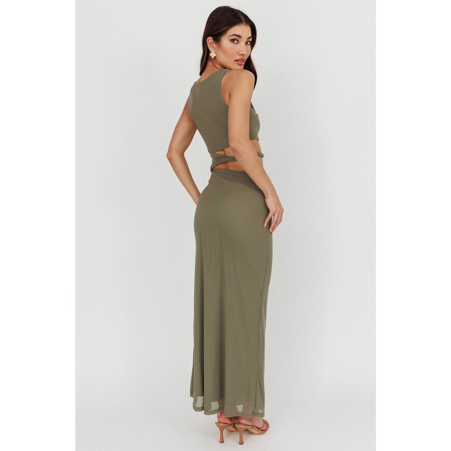 ASYMMETRICAL CUTOUT MAXI DRESS