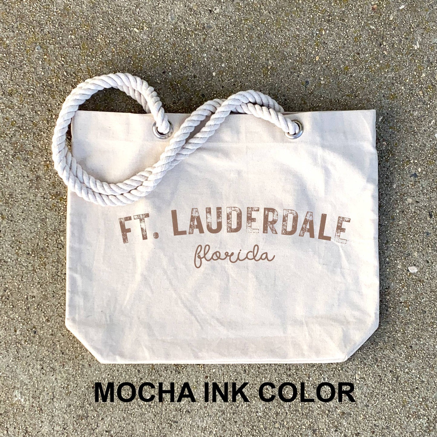 Custom Beach Tote Bag with Rope Handles Personalized