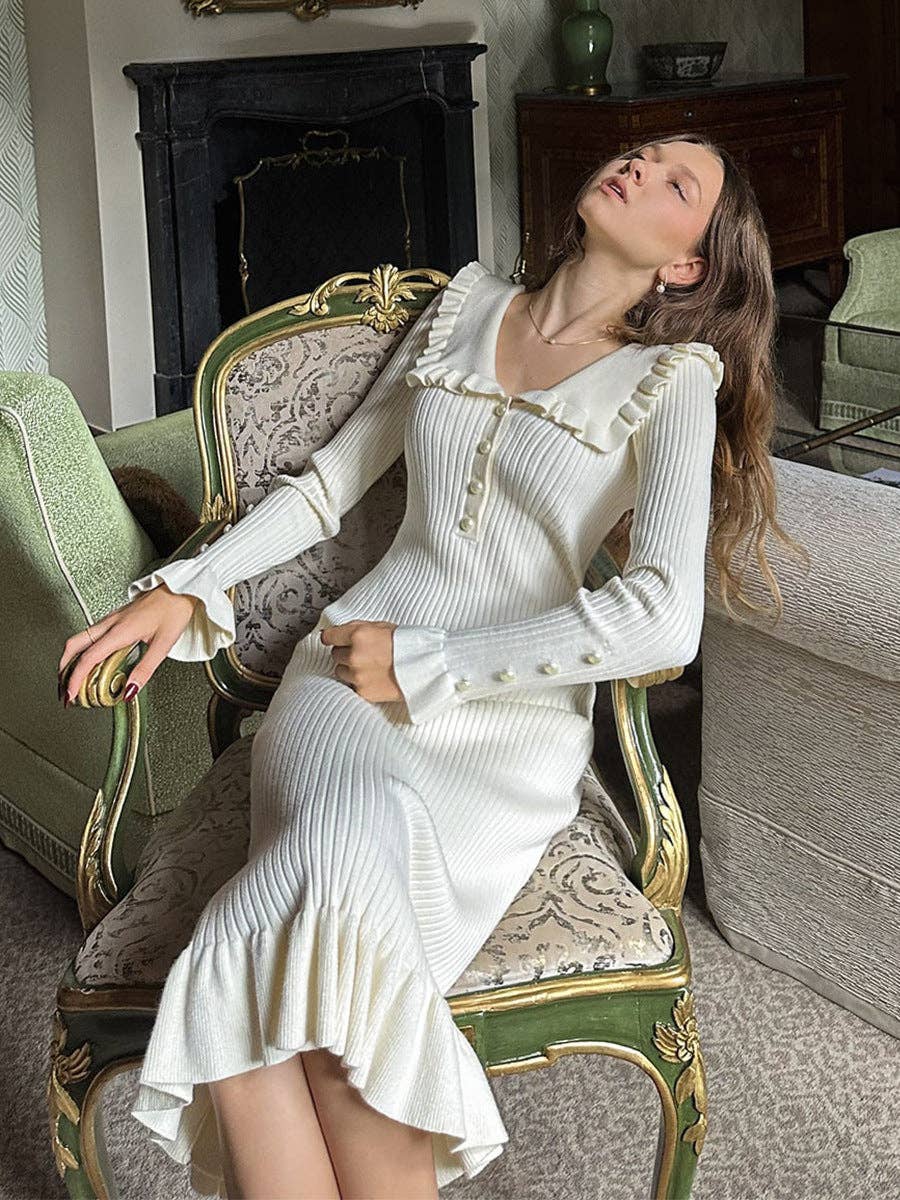 2025 NEW Vintage Chic Knit Dress Retro French Style
