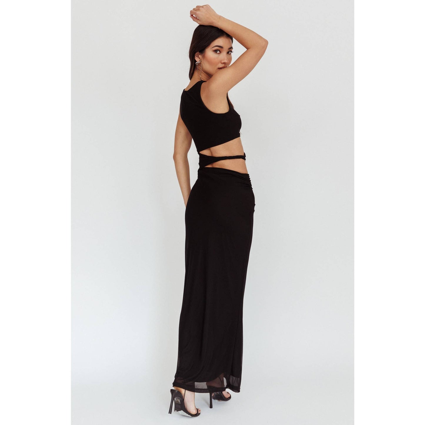ASYMMETRICAL CUTOUT MAXI DRESS