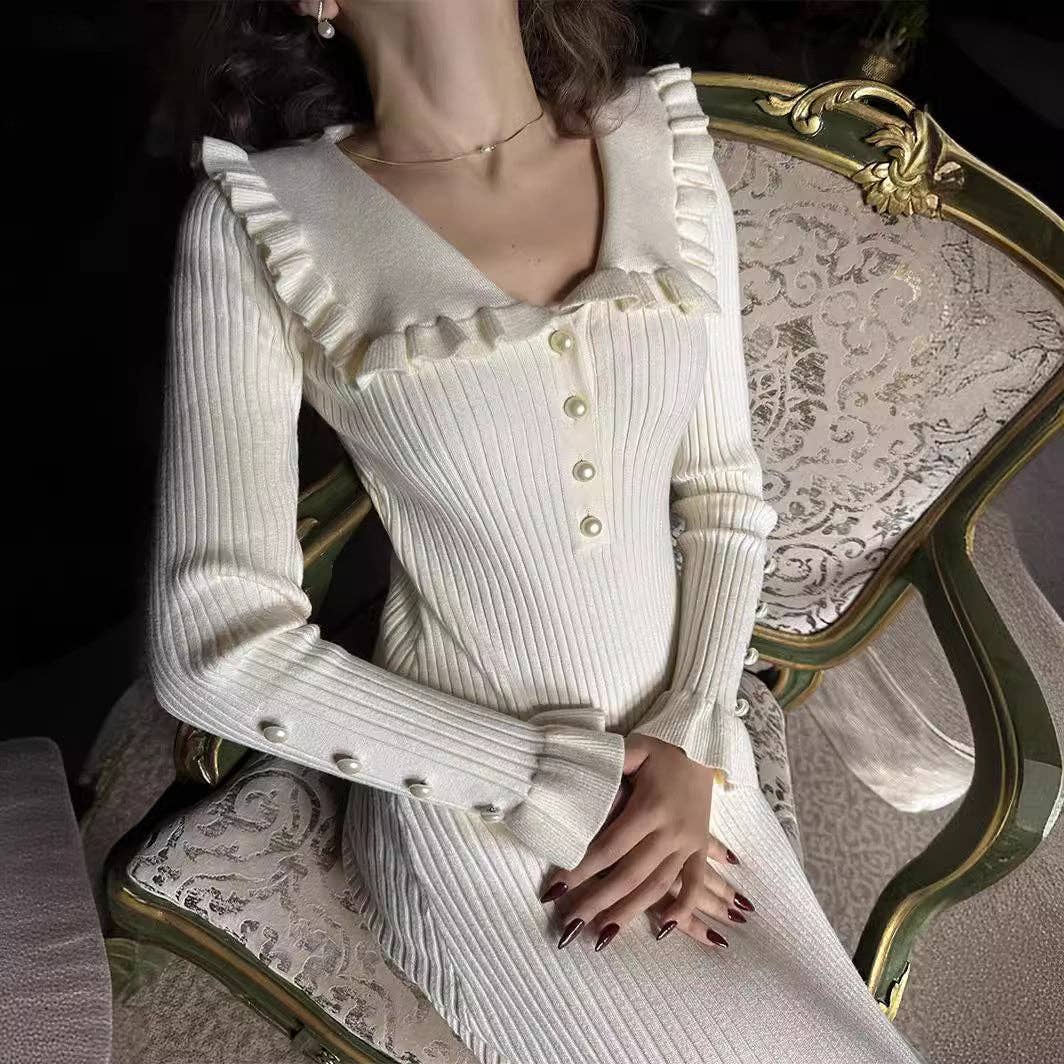 2025 NEW Vintage Chic Knit Dress Retro French Style