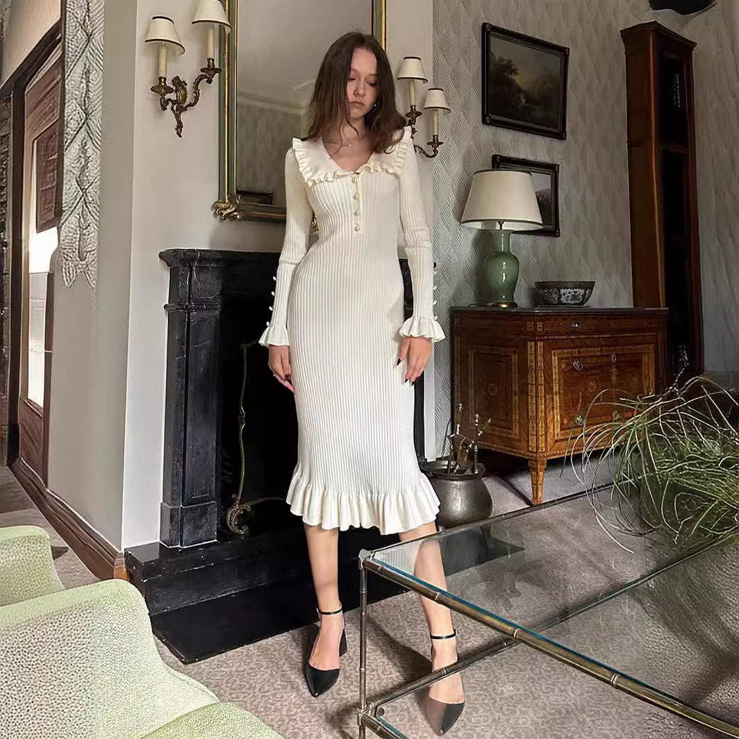 2025 NEW Vintage Chic Knit Dress Retro French Style