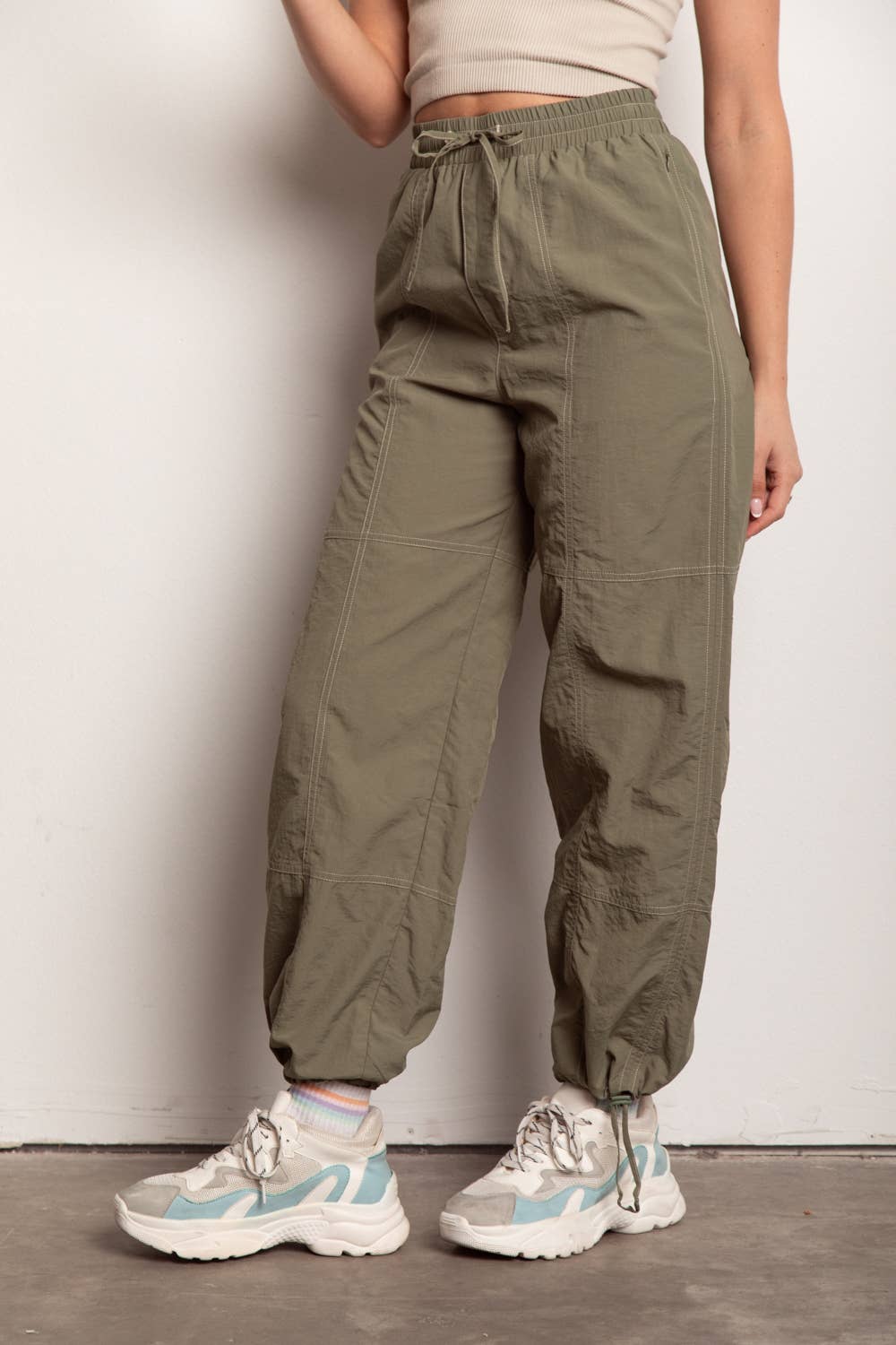 Woven Parachute Activewear Jogger Pants