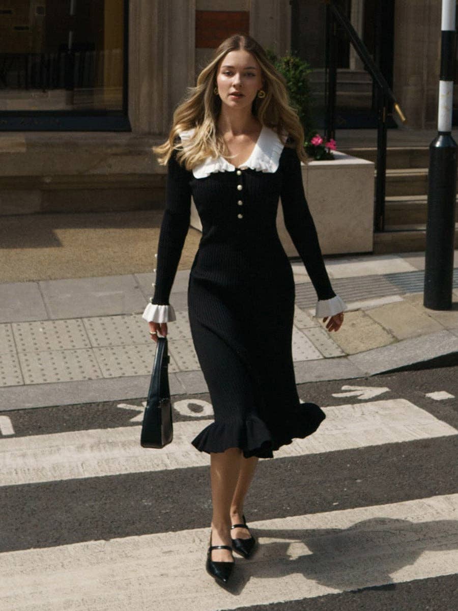 2025 NEW Vintage Chic Knit Dress Retro French Style