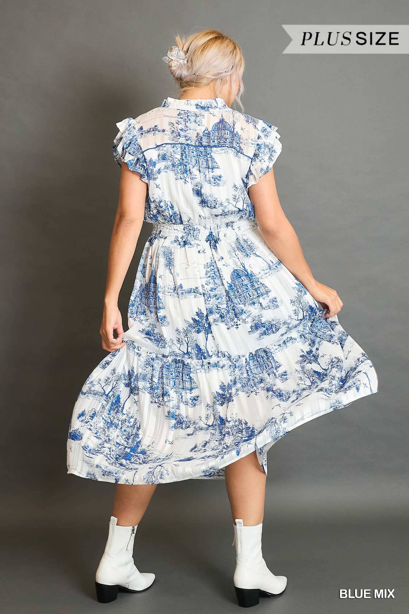 LANDSCAPE PRINT MIDI DRESS