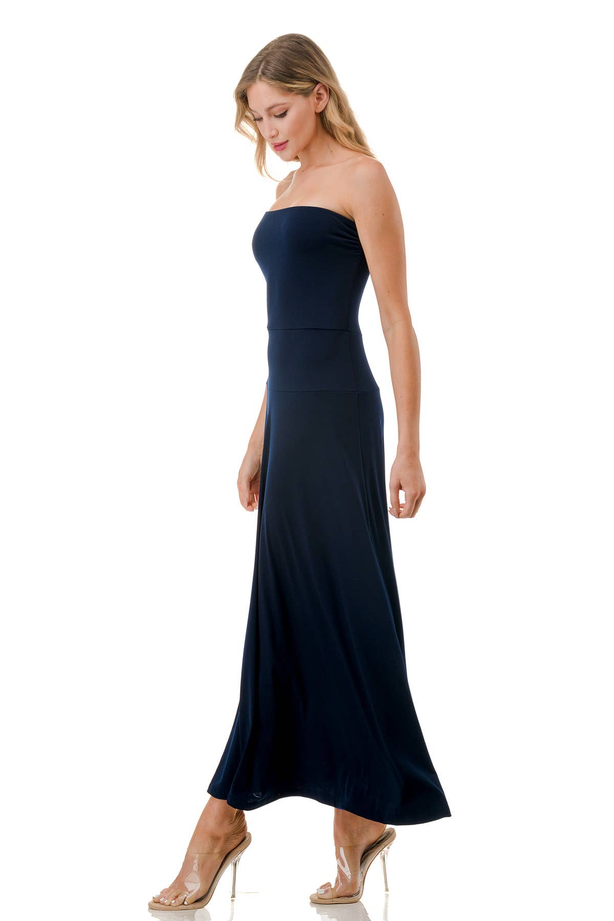 Strapless Banded Waist Maxi Dress