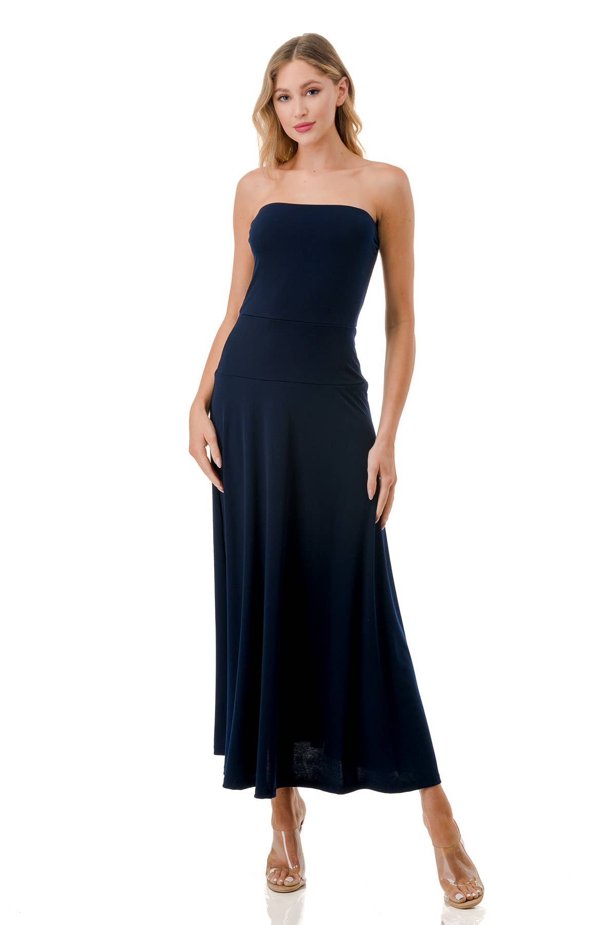 Strapless Banded Waist Maxi Dress