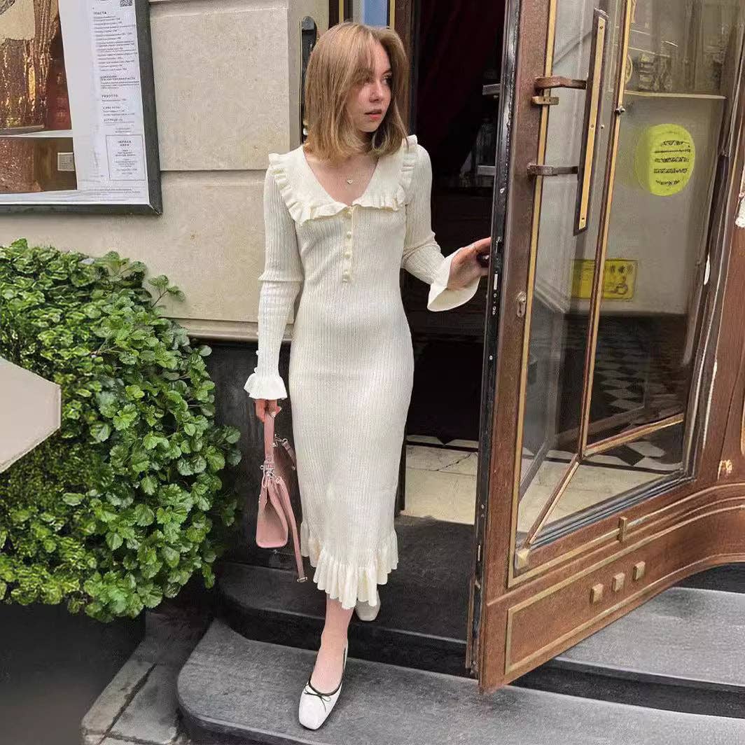 2025 NEW Vintage Chic Knit Dress Retro French Style
