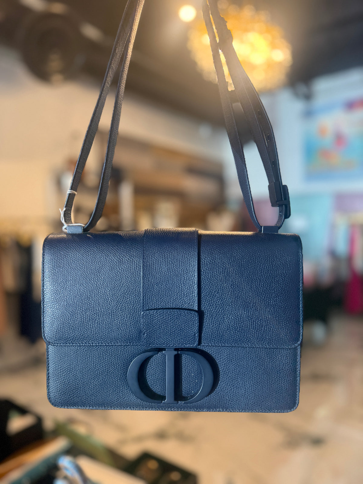 Christian Dior 30 Montaigne Flap Bag in Navy Calfskin Leather | Luxury Pre-Owned | #110