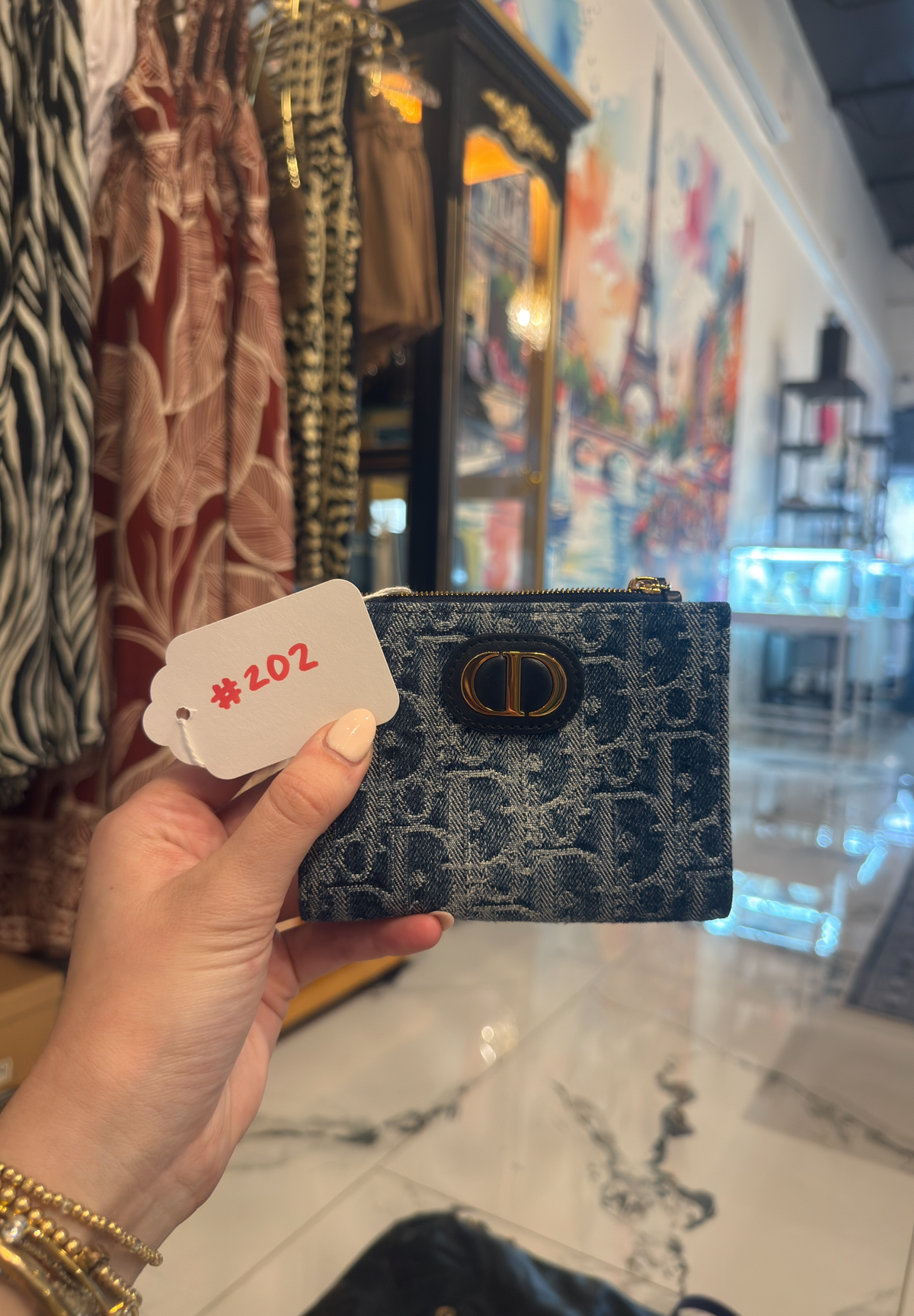 Dior 30 Montaigne Zipped Card Holder in Blue Oblique Jacquard | Luxury Pre-Owned | #202