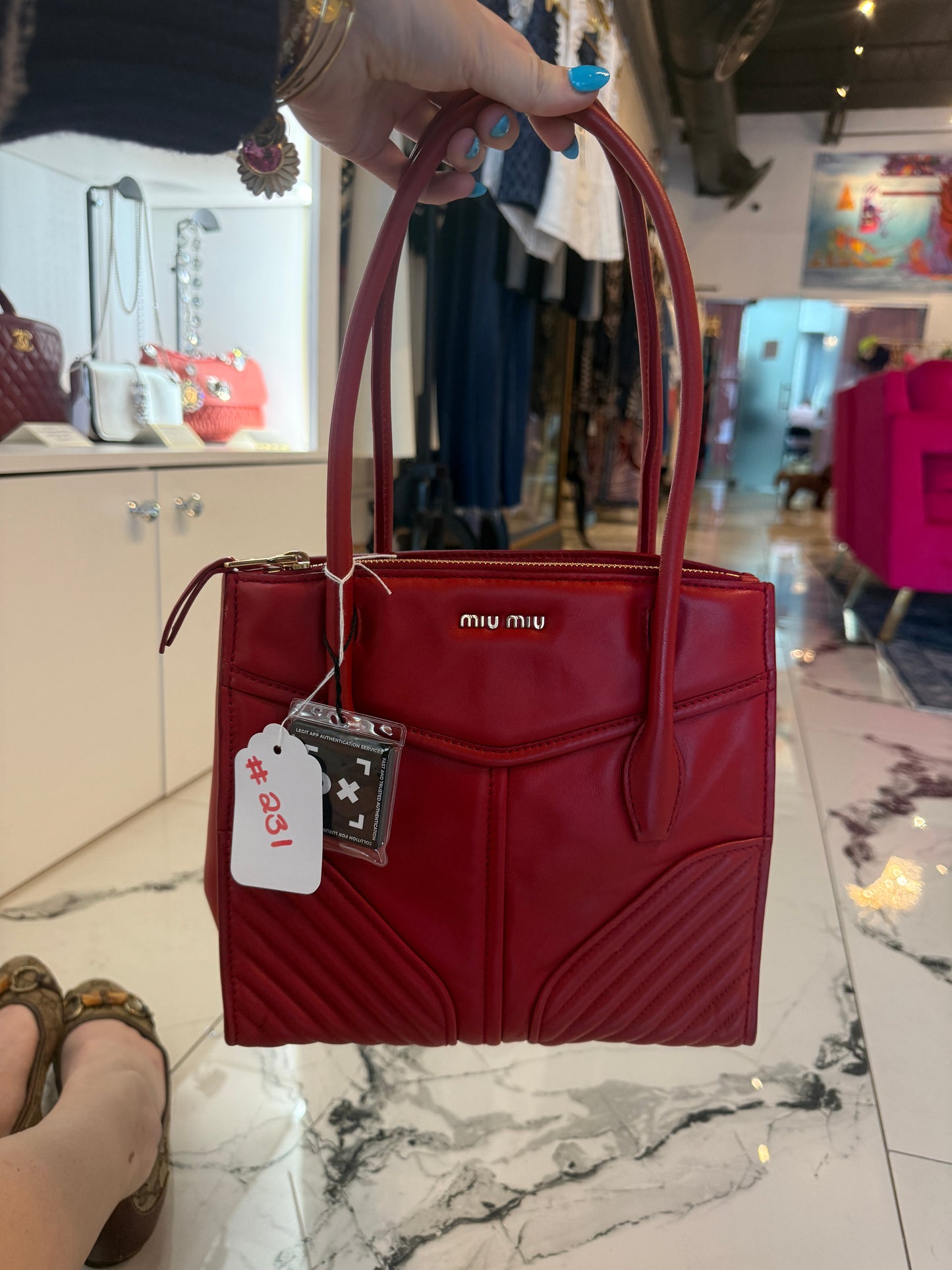 Miu Miu Red Napa Viper Tote Bag | Luxury Pre-Owned | #231