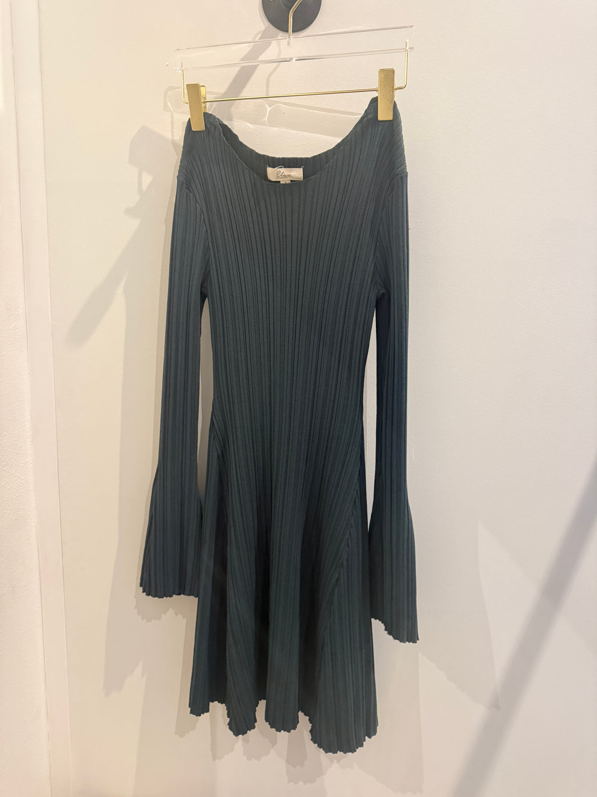 Elan Pine Knitted Mock Neck Dress (S)