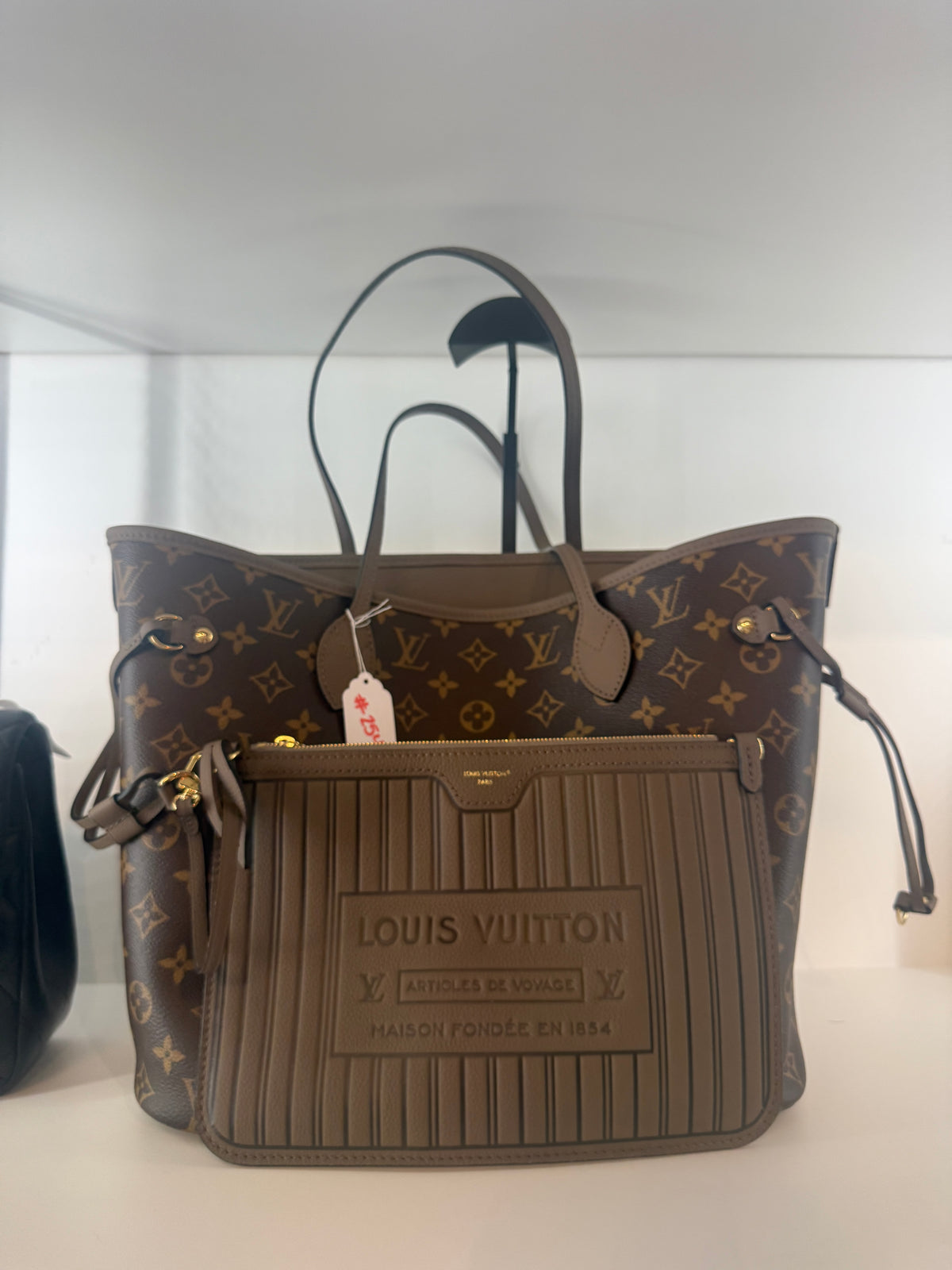 Louis Vuitton Neverfull Inside Out MM Monogram Canvas & Khaki Leather Tote | Luxury Pre-Owned | #254
