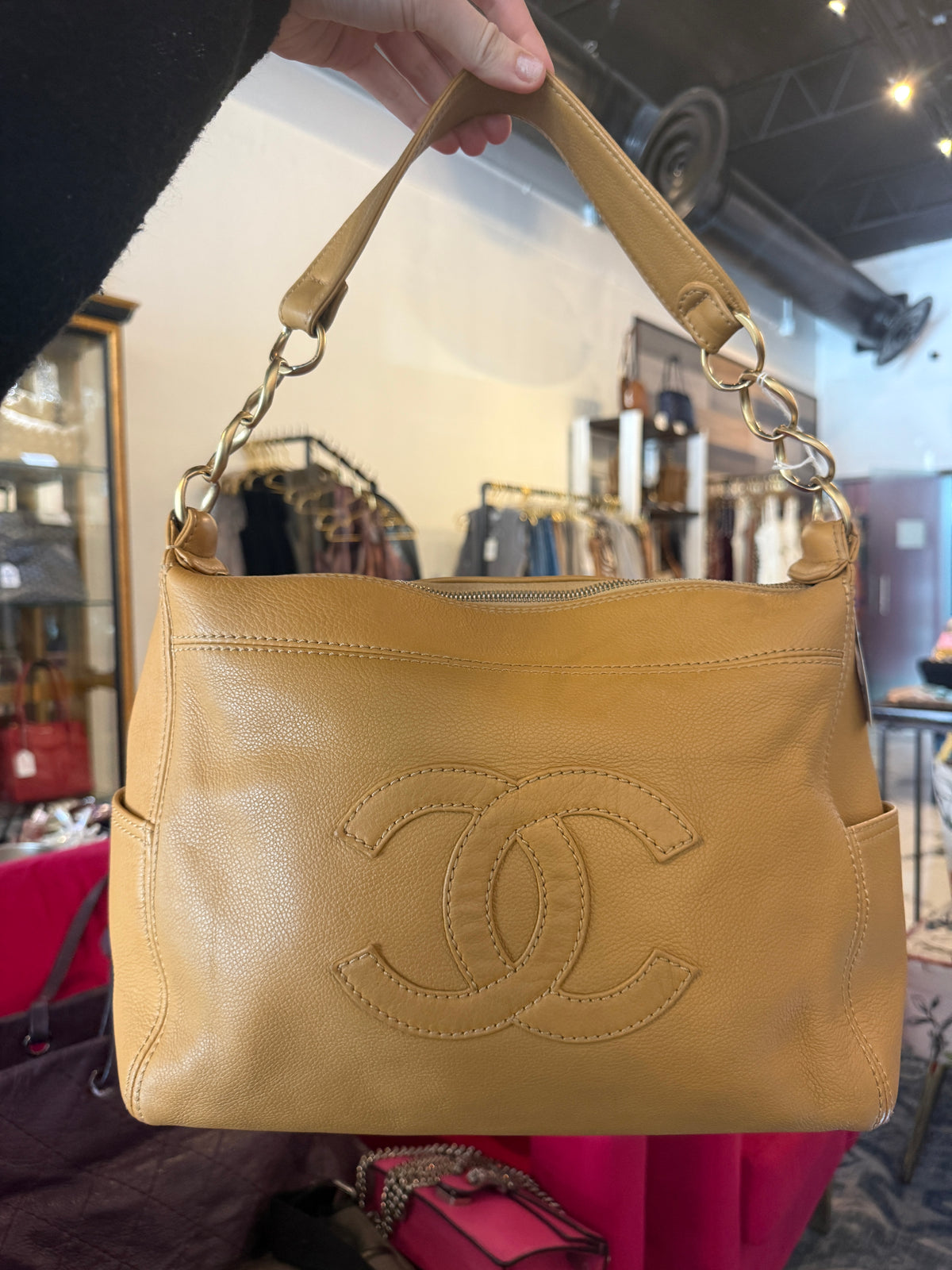 Vintage Chanel Caviar Cocomark Shoulder Hobo Bag | Luxury Pre-Owned | #108