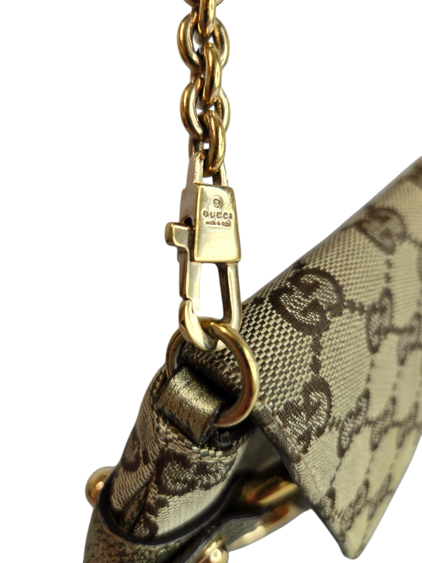Gucci Canvas Horsebit Chain Clutch Pre-Owned