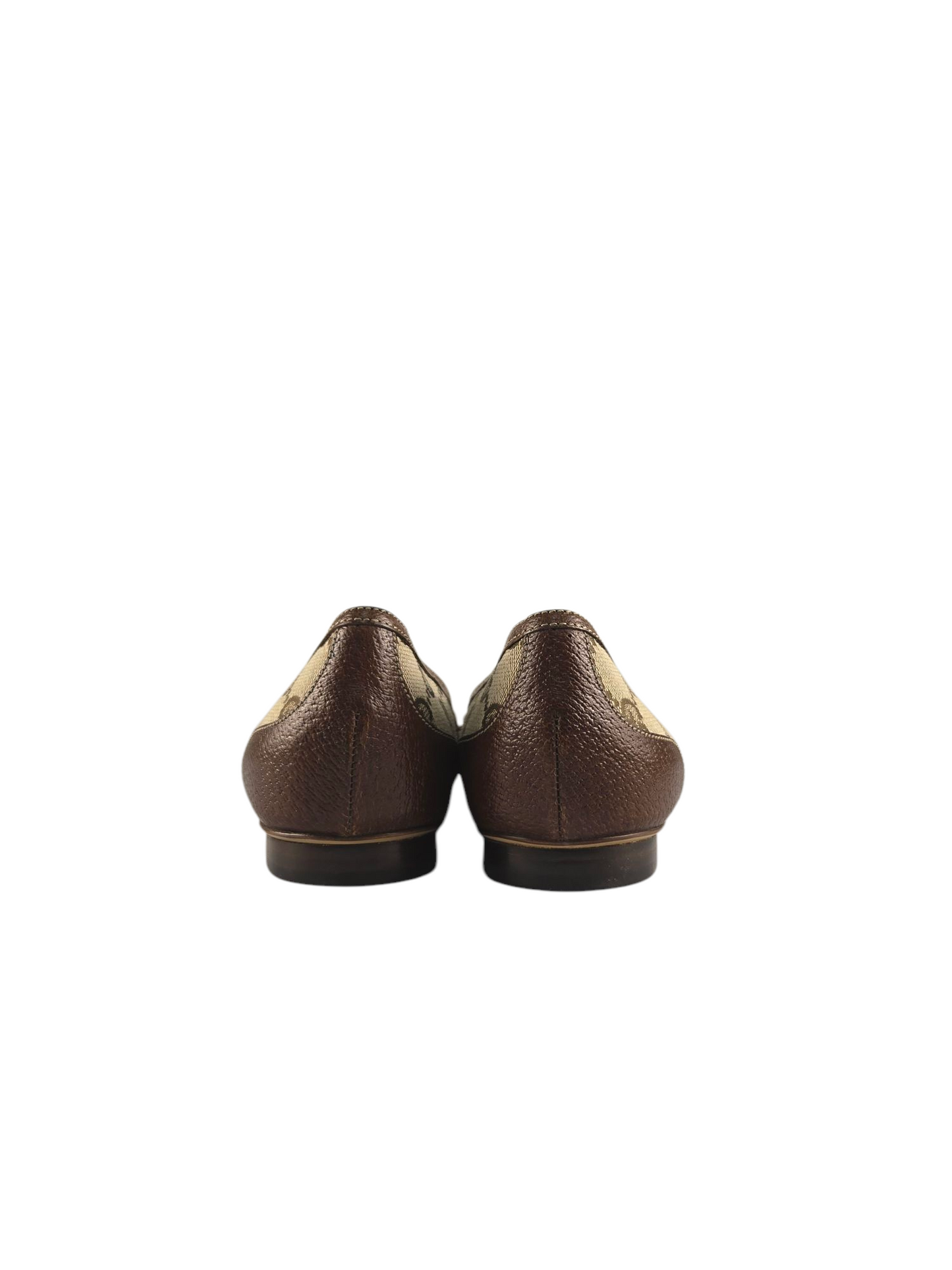 Gucci Ballet Bamboo Horsebit Canvas Flats 7.5B Pre-owned