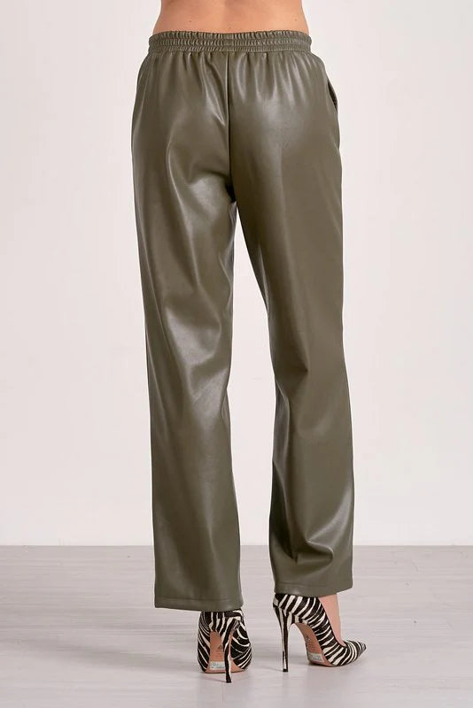 Elan High Waist Faux Leather Pant Pine