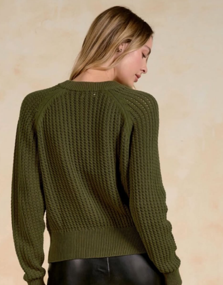 Elan Olive Knit Sweater