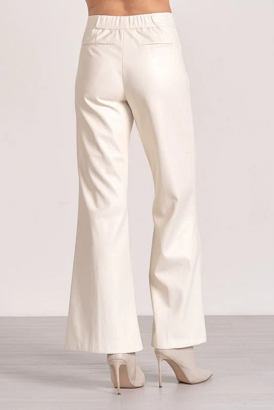 Elan High Waist Faux Leather Pant White