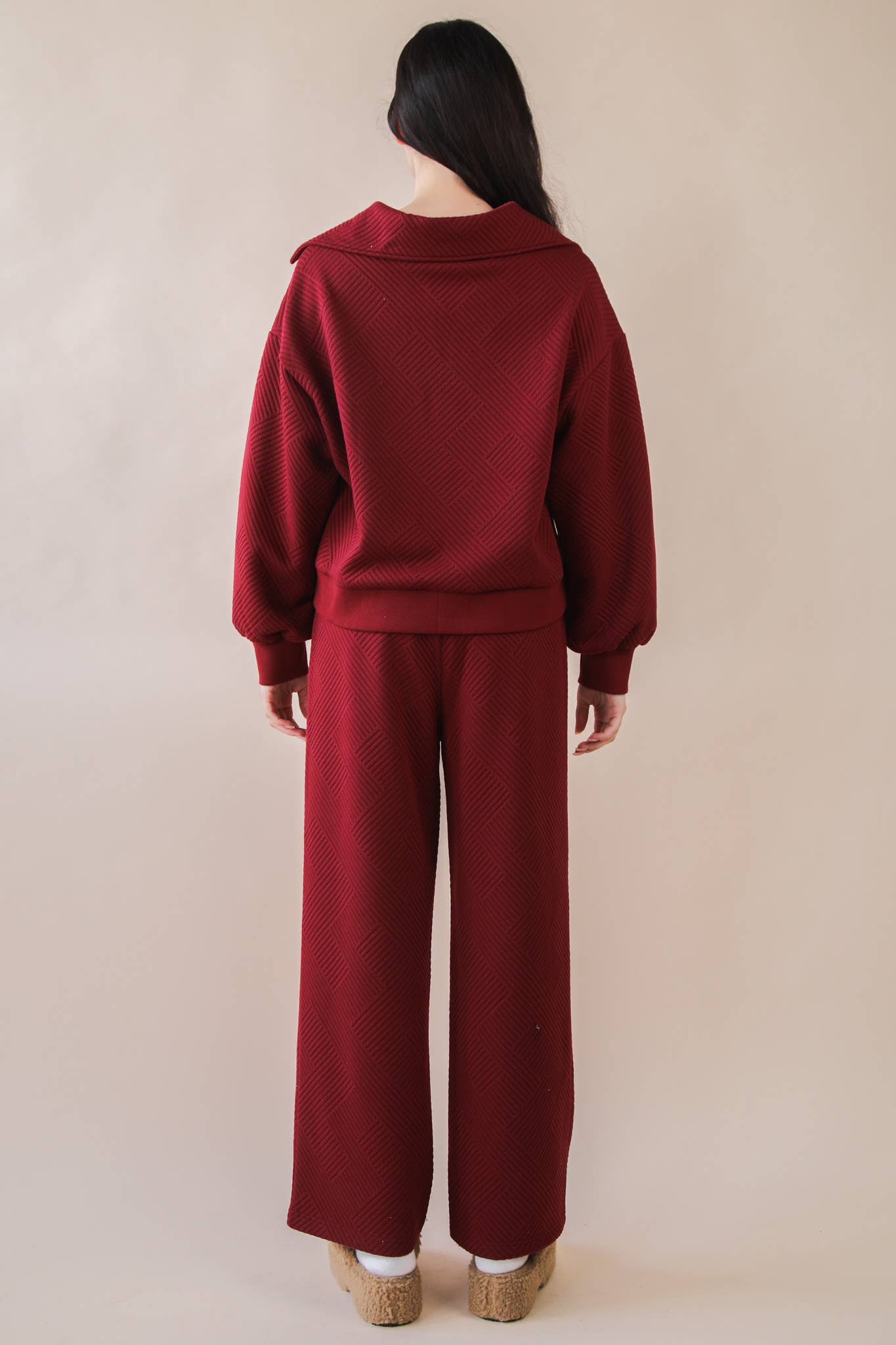 Textured Knit Casual Comfy Top & Pants Set