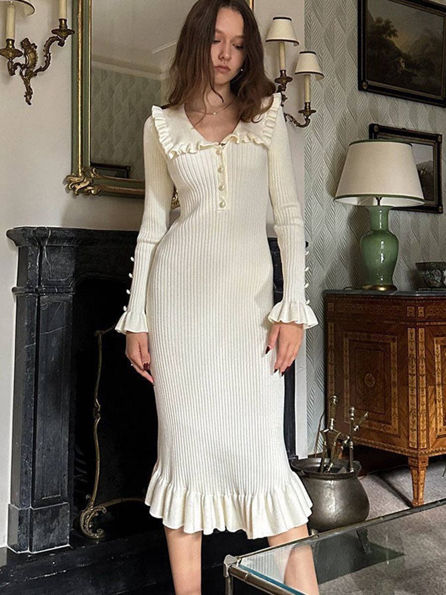 2025 NEW Vintage Chic Knit Dress Retro French Style