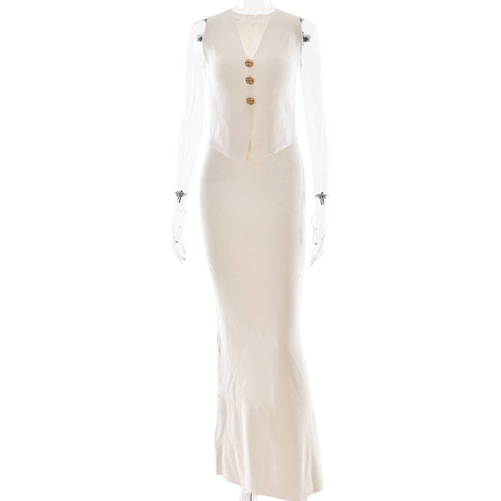 European Chic Knit Vest Skirt Set
