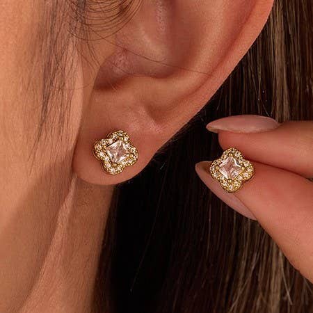 L'Atelier Collection Clover Halo Stud Earrings