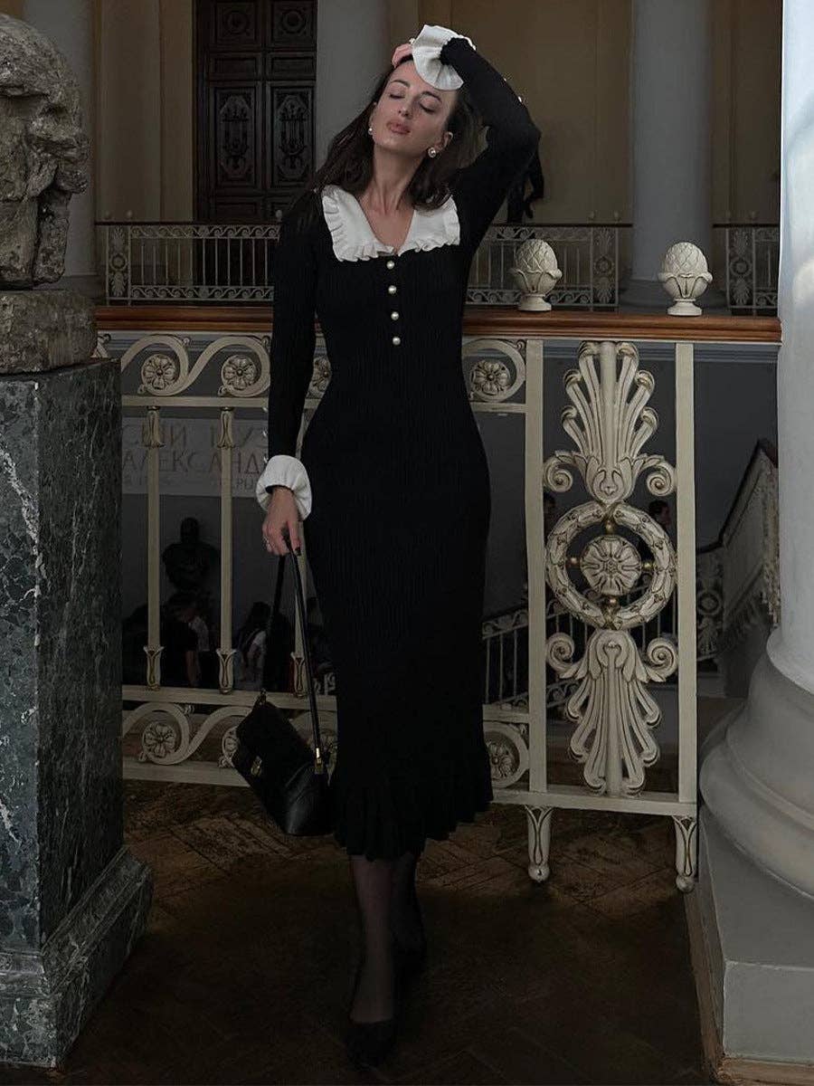 2025 NEW Vintage Chic Knit Dress Retro French Style