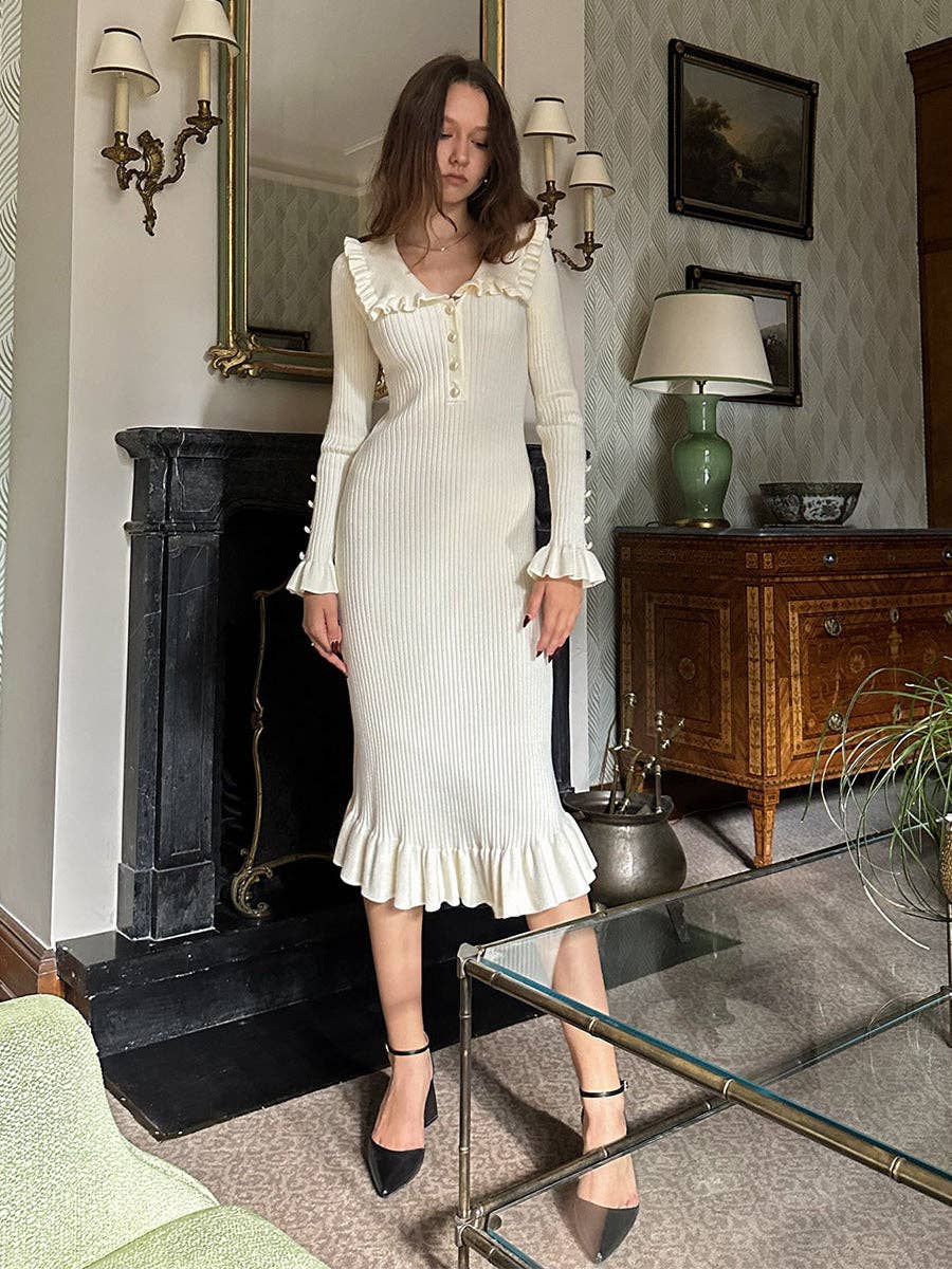 2025 NEW Vintage Chic Knit Dress Retro French Style
