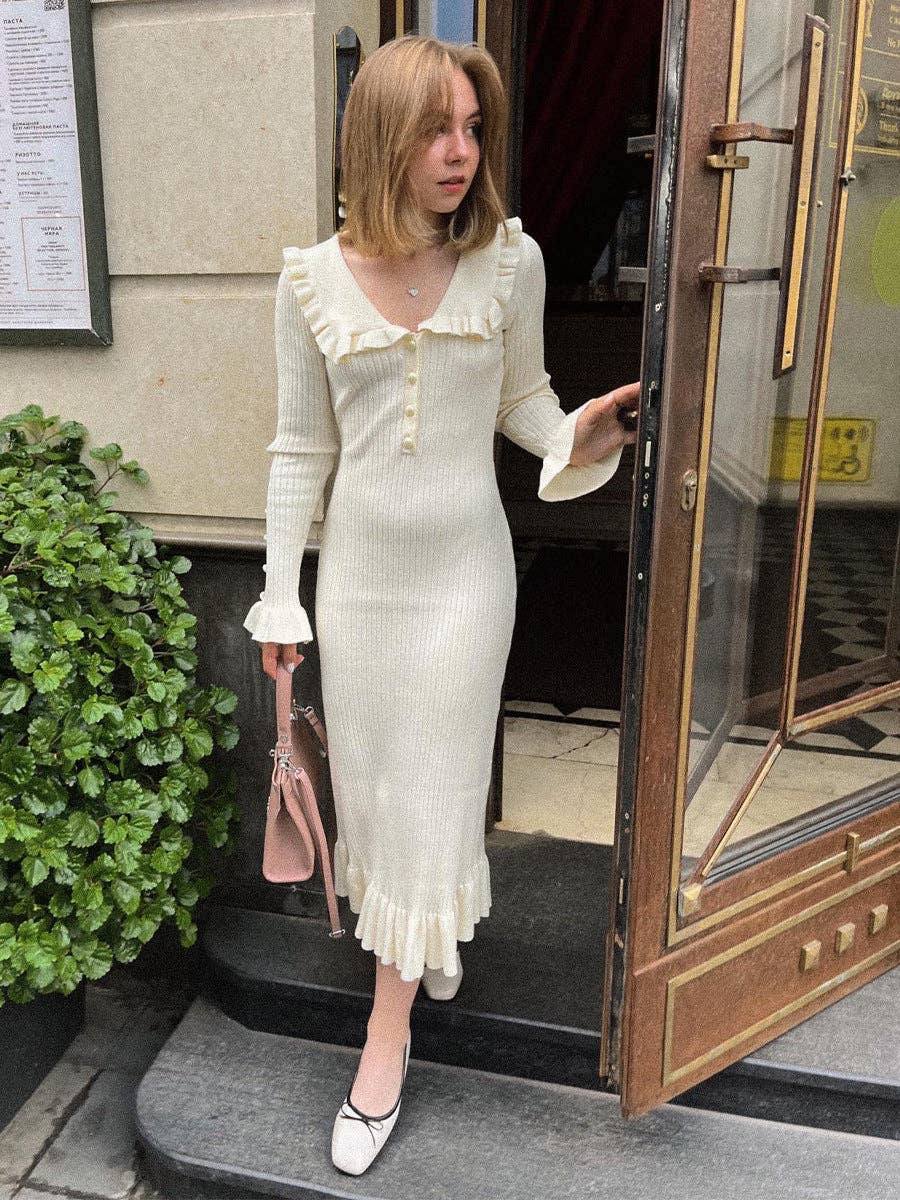 2025 NEW Vintage Chic Knit Dress Retro French Style