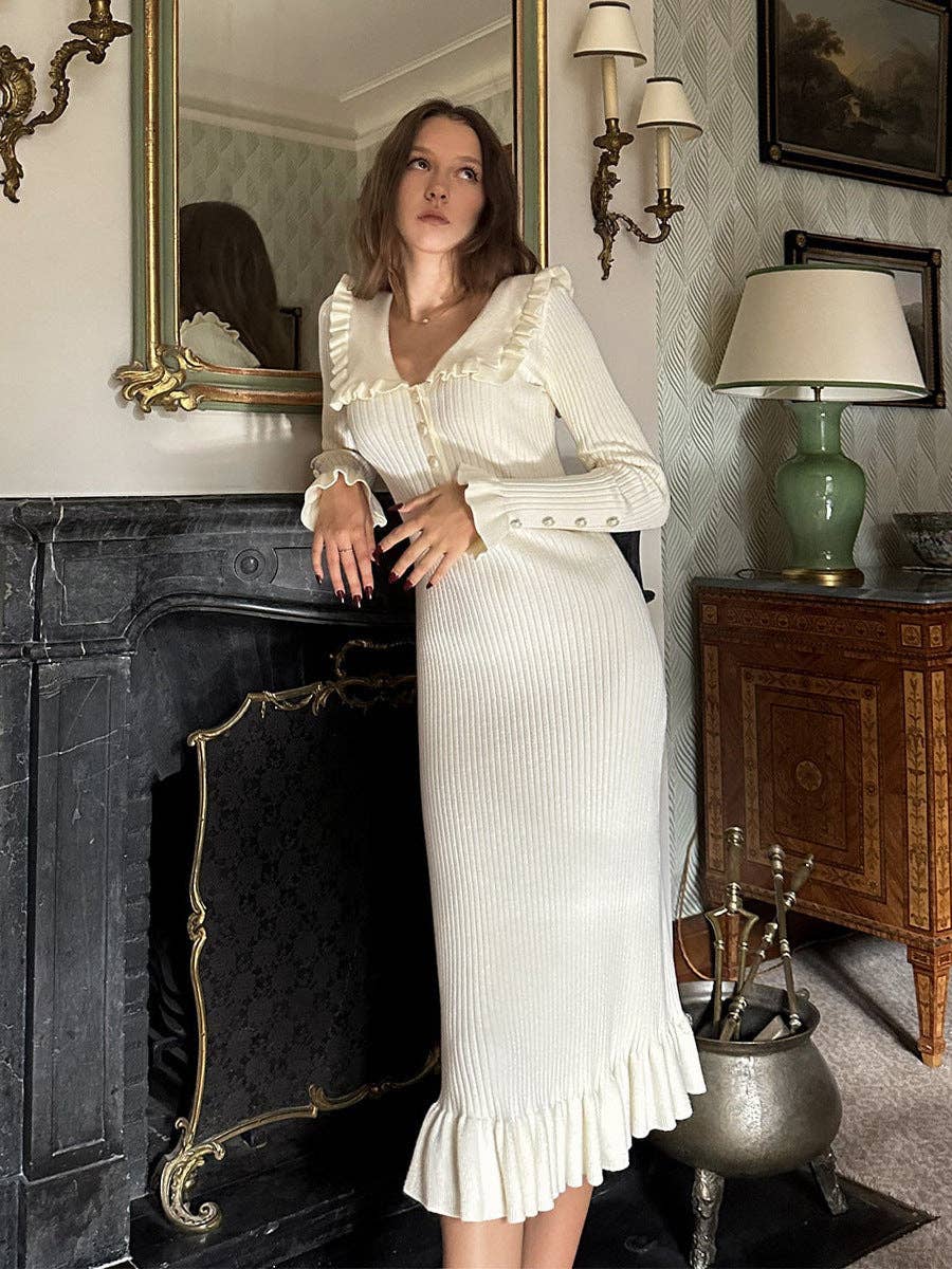2025 NEW Vintage Chic Knit Dress Retro French Style
