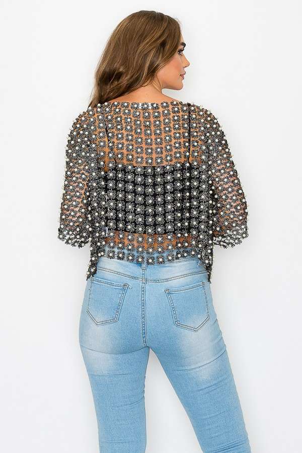 BEADS POINT CROCHET CARDIGAN