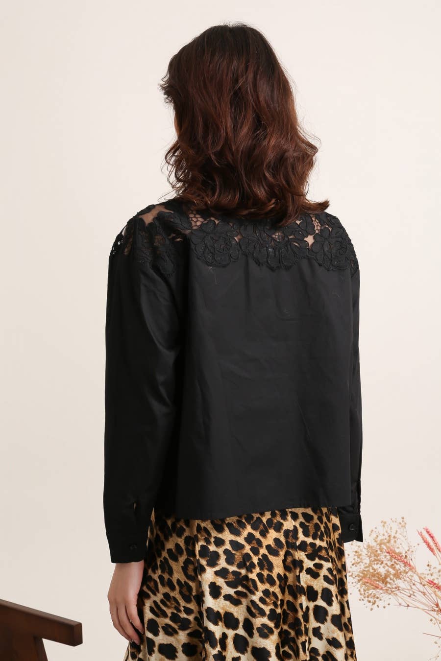 Cotton shirt with Lace Insert