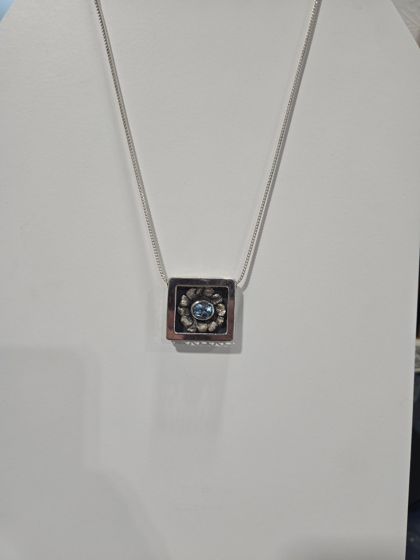 Artistic Aquamarine Necklace Sterling Silver