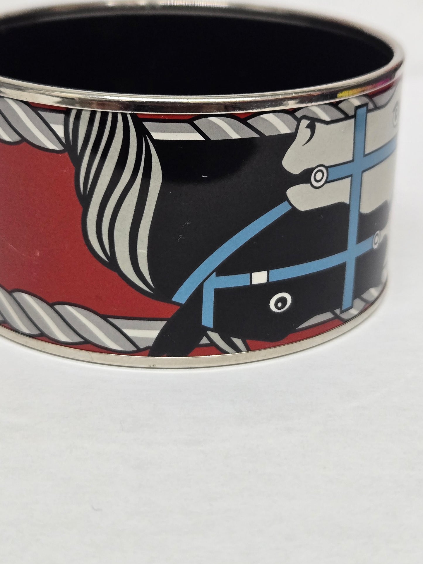 Hermès Extra Wide Enamel Quadrige Bangle | Luxury Pre-owned