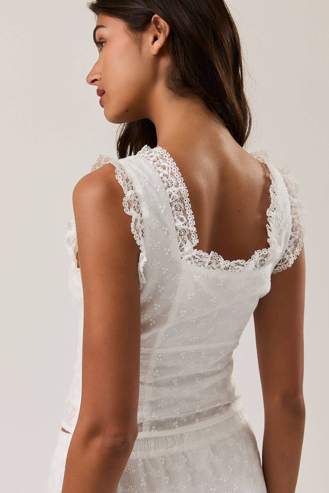 Le Lis Sleeveless Square Neck Ruffle Top